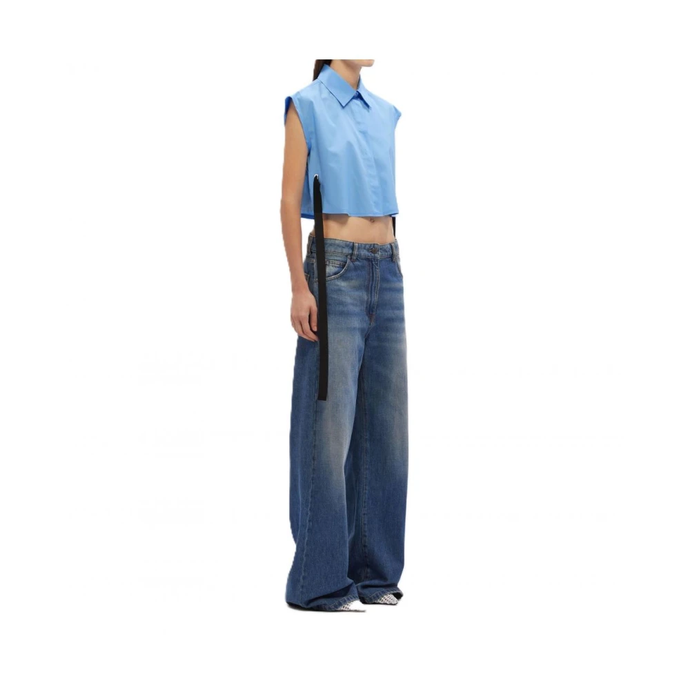 Msgm Katoenen Overhemden Blue Dames