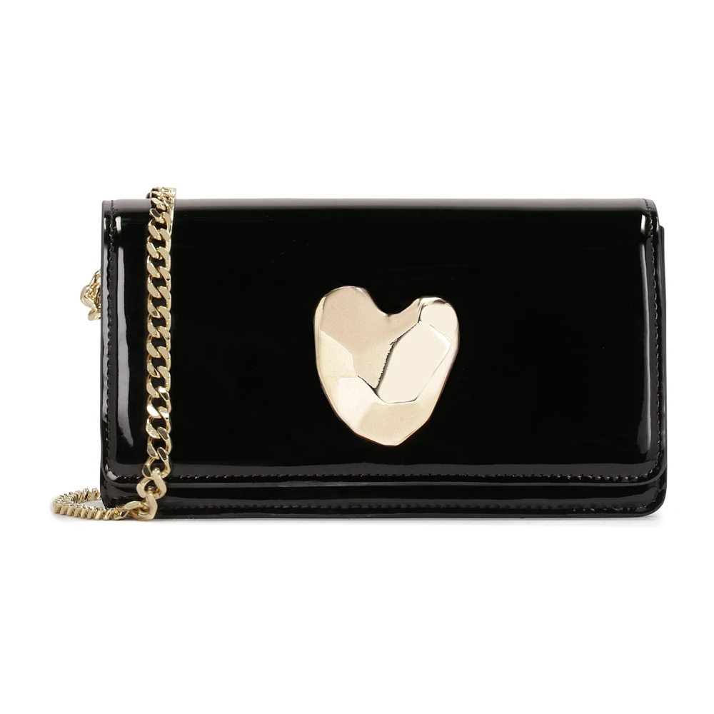 Kazar Kleine zwarte handtas met metallic gouden hart Black Dames