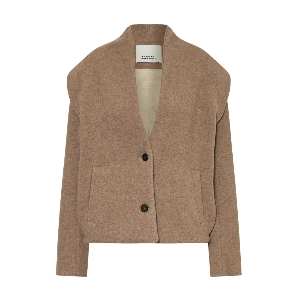 Isabel marant Gestructureerde wollen blend jas in taupe Beige Heren