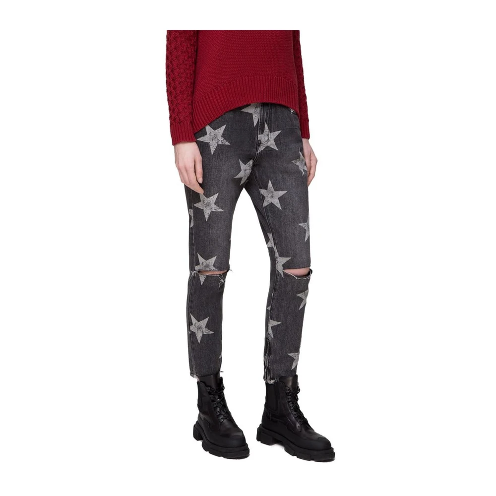 One Teaspoon Sterrenprint Boyfriend Jeans Black Dames