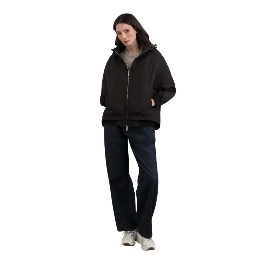 Moorer Vrouw Zwart Jassen Dames, M, Polyester, Talitha-Stp Jacket