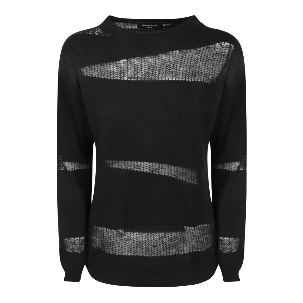 Fabiana Filippi Women's Black Platinum And Mohair Jumper - Round-Neck Knitwear - M - Knitwear