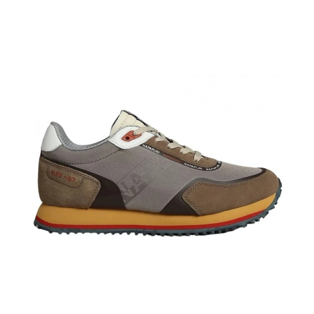 Napapijri Men's Brown Leather Outdoor Running Sneakers
