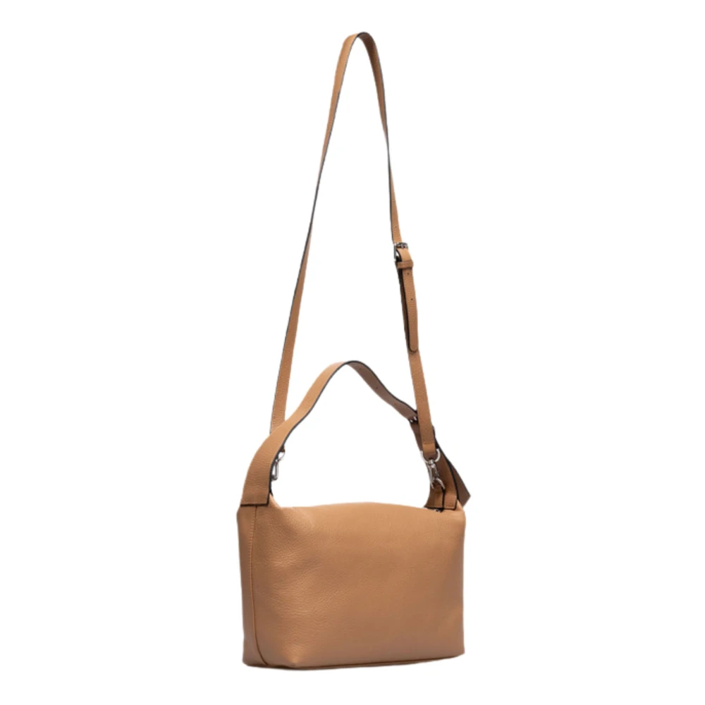 Twinset Bruine leren schoudertas met rits Brown Dames