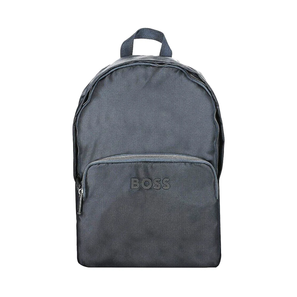 Hugo Unisex Blue Backpacks, One Size, Dark Catch Backpack With Boss Logo