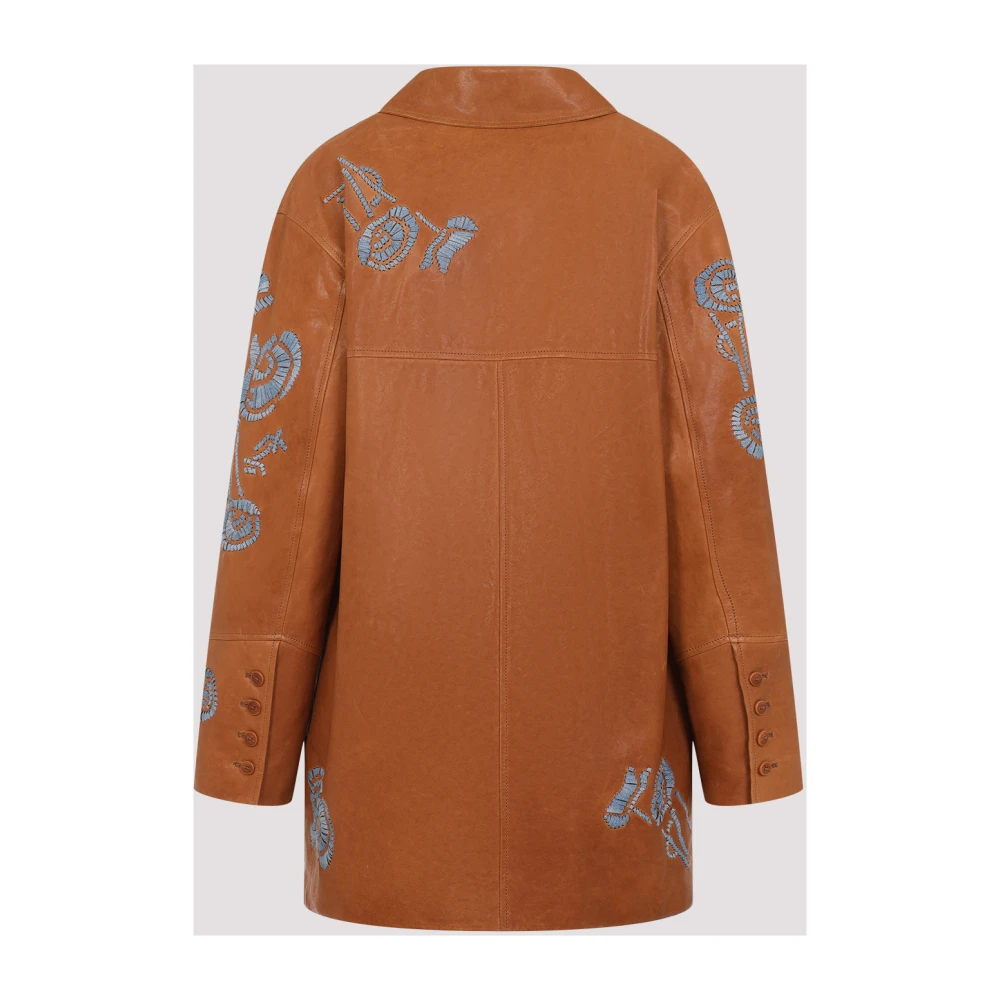 Ermanno Scervino Bruin Leren Jas Verhoog Stijl Brown Dames