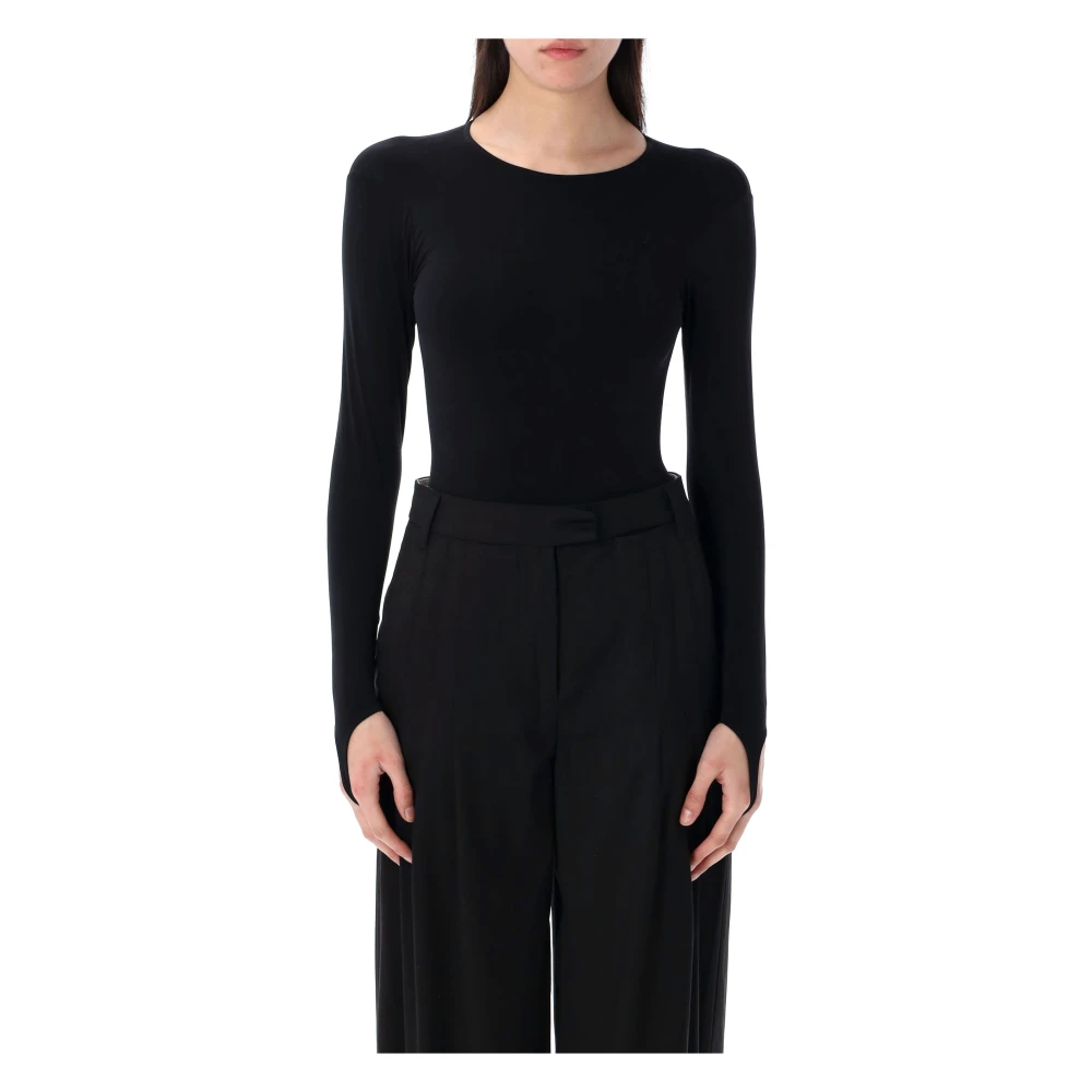 Andrea Adamo Zwart Sculpting Jersey Body Topwear Black Dames
