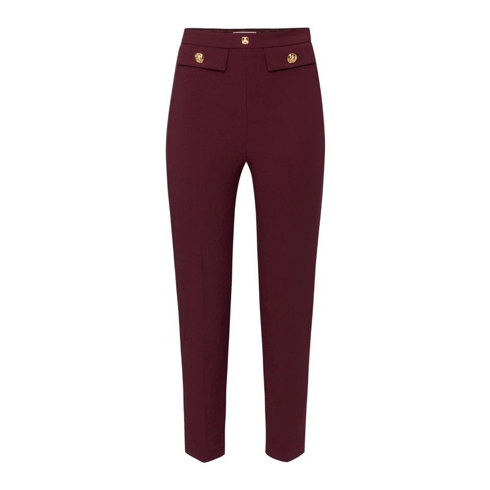 Elisabetta Franchi Enkellange rechte broek in stretch crêpe Red Dames