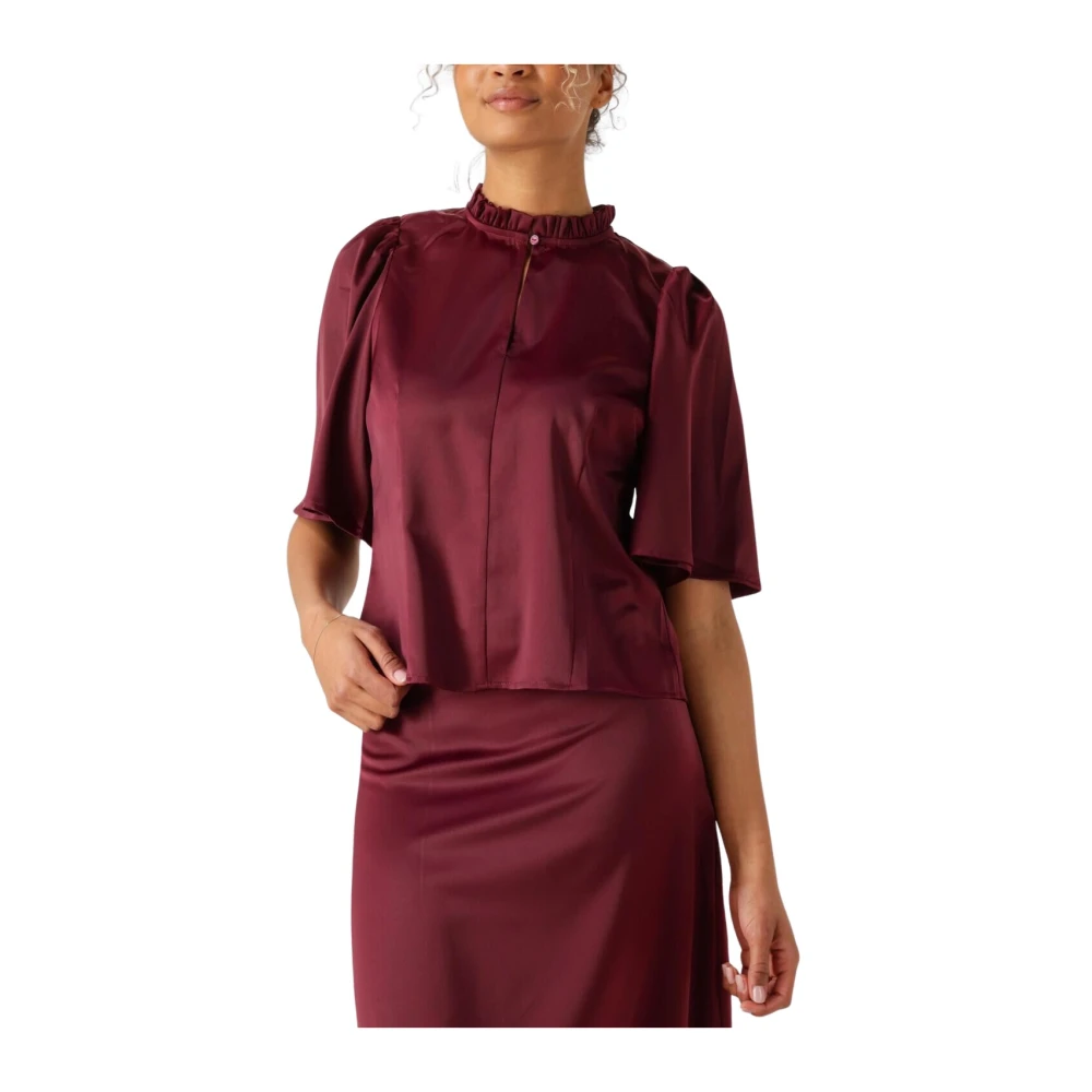 Co'Couture Bordeaux Open Back Blouse Red Dames