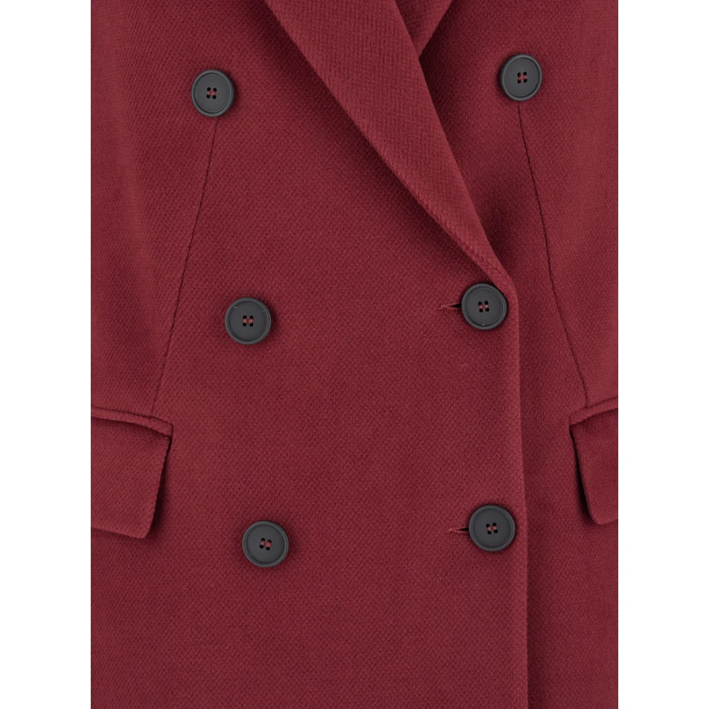 Plain Units Bordeaux Dubbel Breasted Lange Jas Red Dames