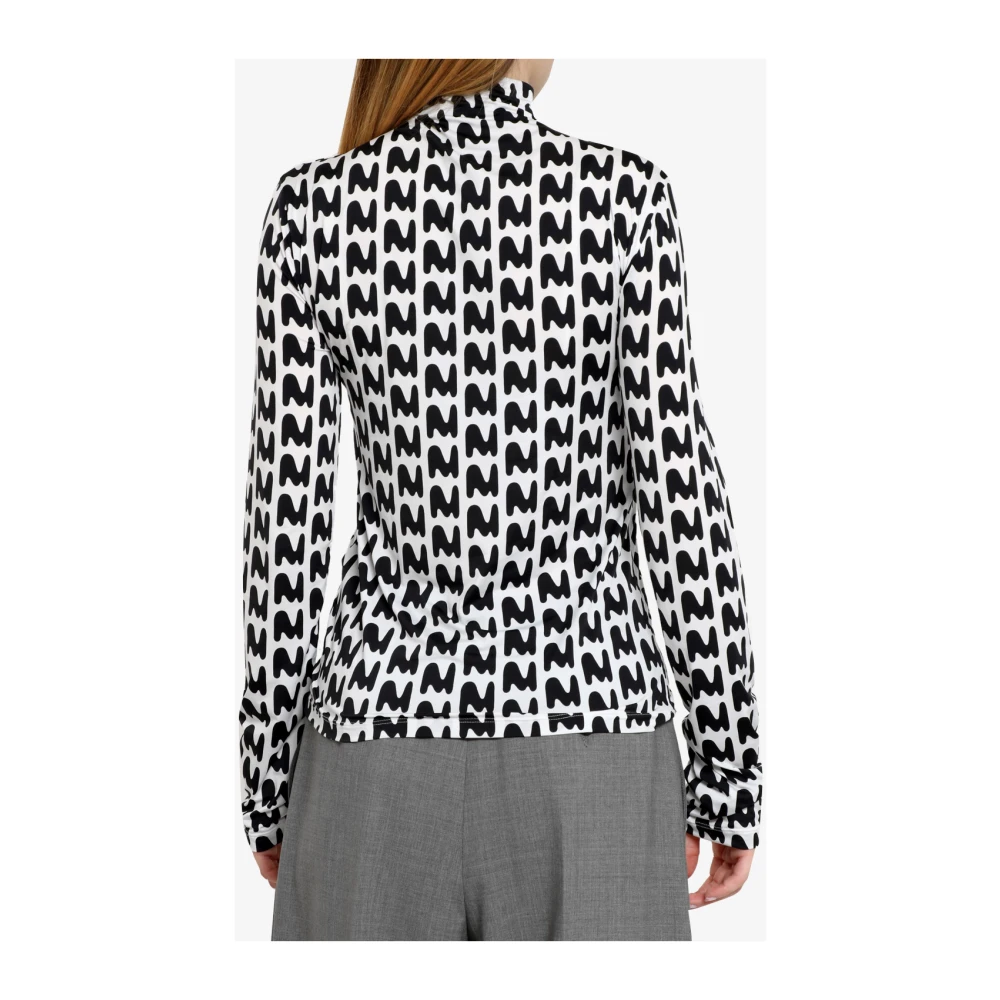 Msgm Witte Stretch Stof Blouse met M Patroon White Dames