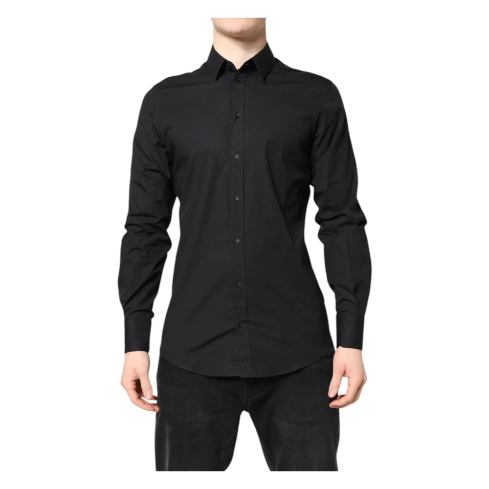 Dolce & Gabbana Men's Black Casual Shirts, M, Gold Cotton Dress Formal Shirt