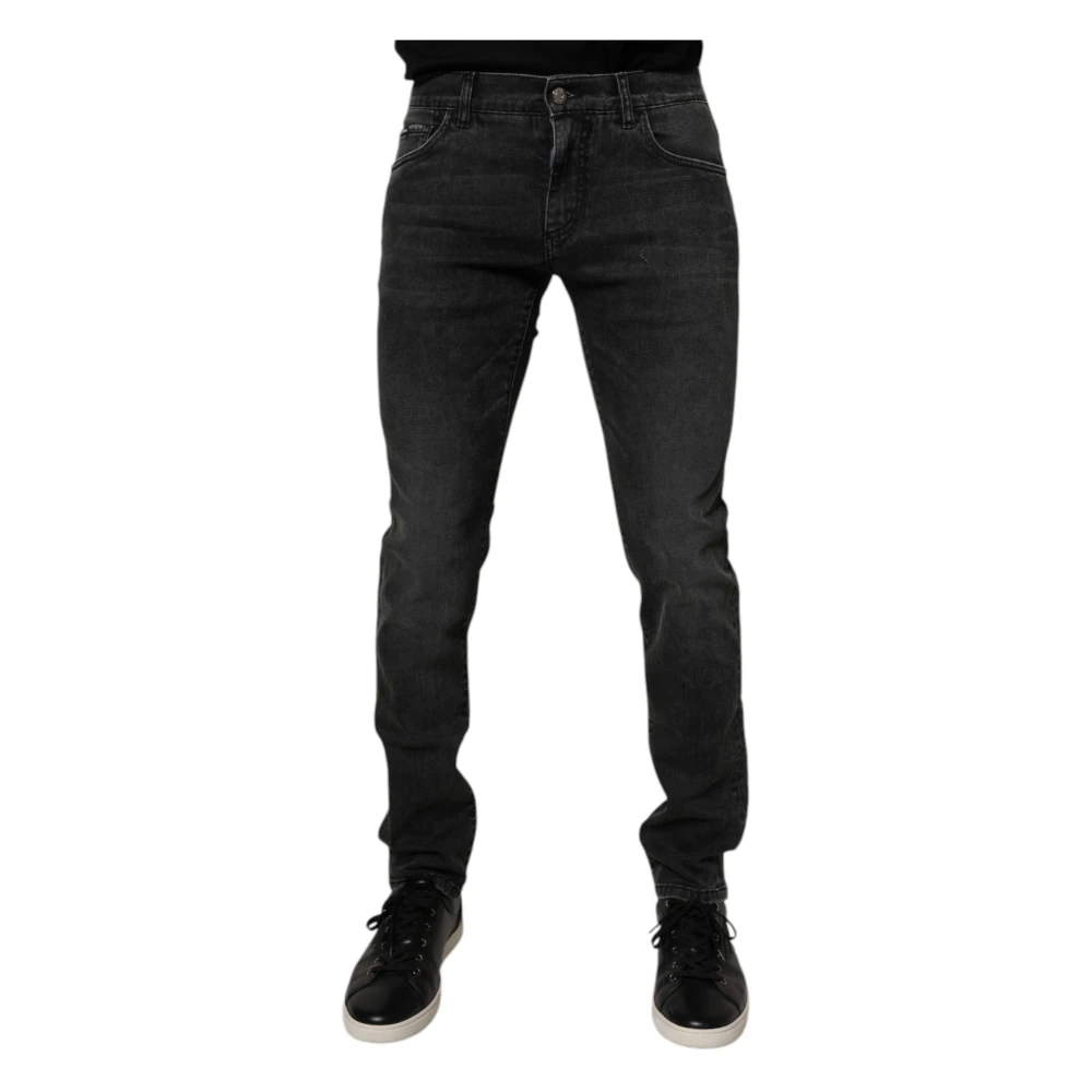 Dolce & Gabbana Black Slim Fit Jeans, Male, Xs, Skinny Denim Jeans Zipper Button