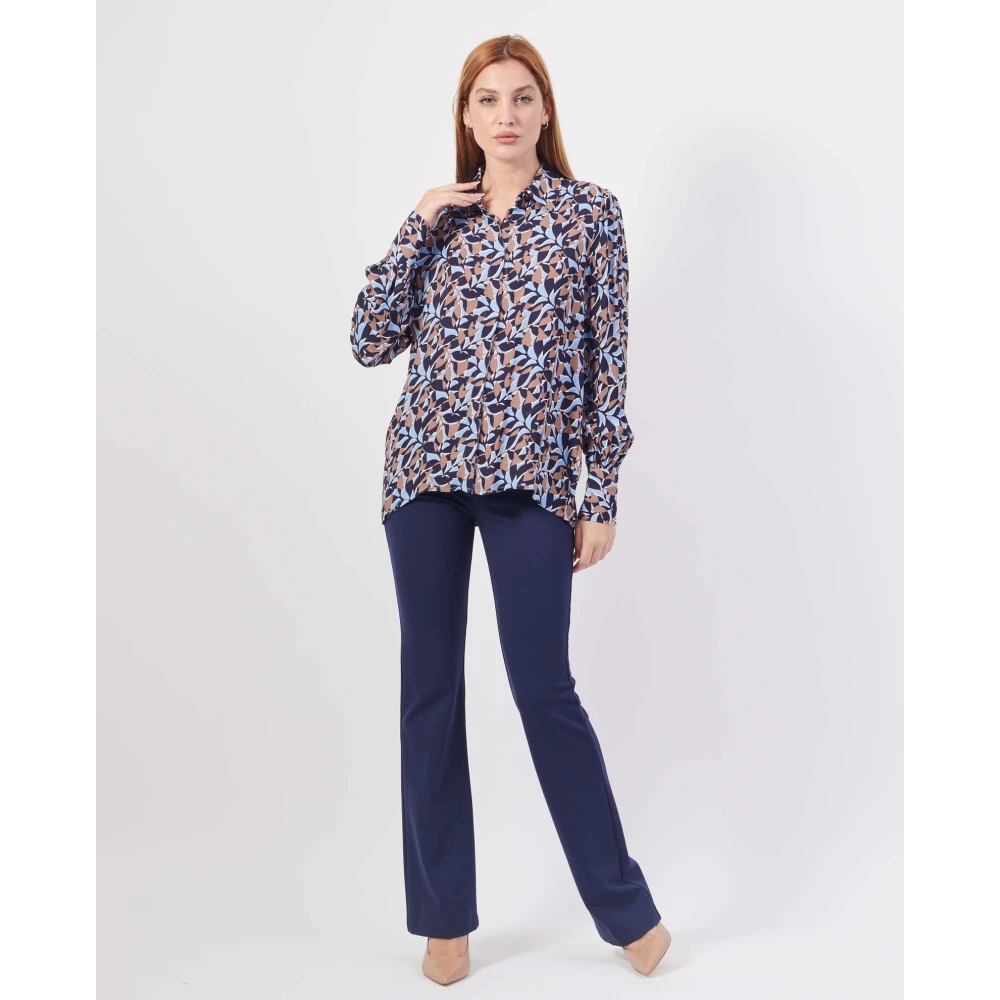 Fracomina Damesoverhemd met abstract patroon en klassieke kraag Multicolor Dames