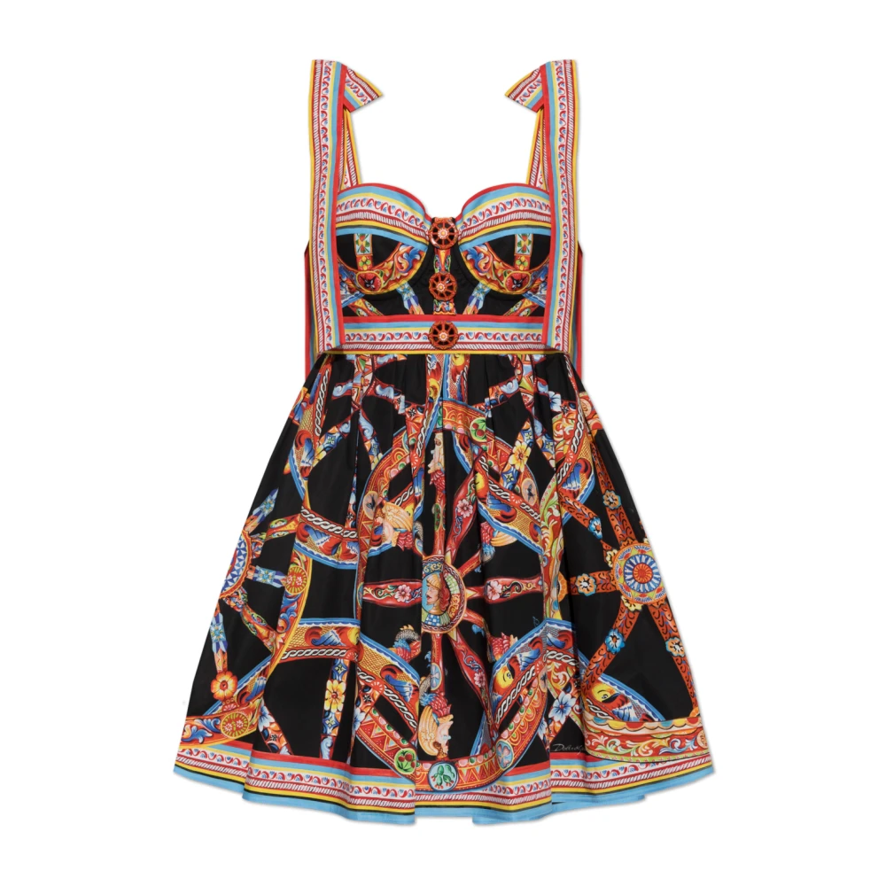Dolce & Gabbana Cotton Dress With 'Carretto' Print - Female - Short Dresses - Multicolor - M - Dresses