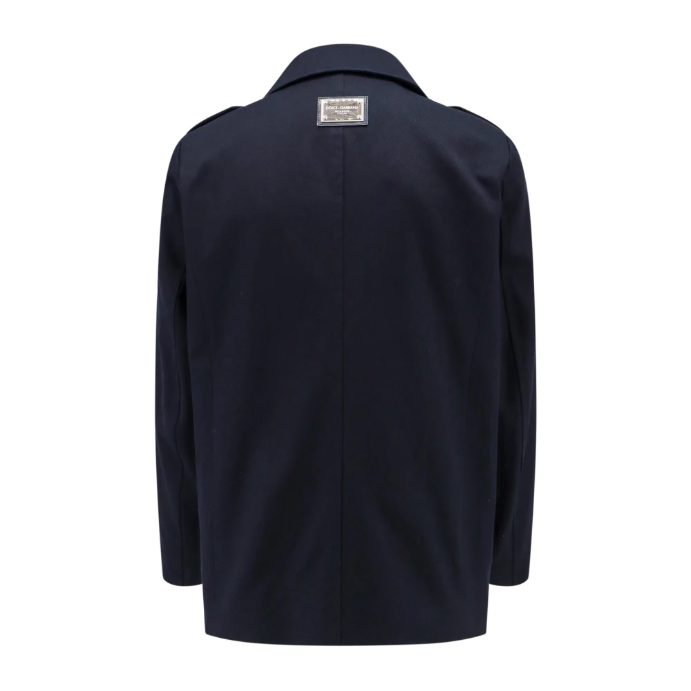Dolce & Gabbana Katoenen Dubbelrij Jas Blue Heren