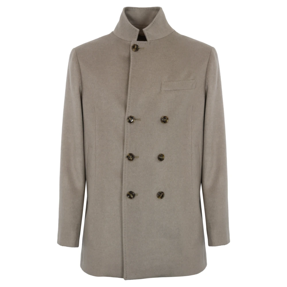 Barba Napoli Wol Kasjmier Lange Jas Beige Heren