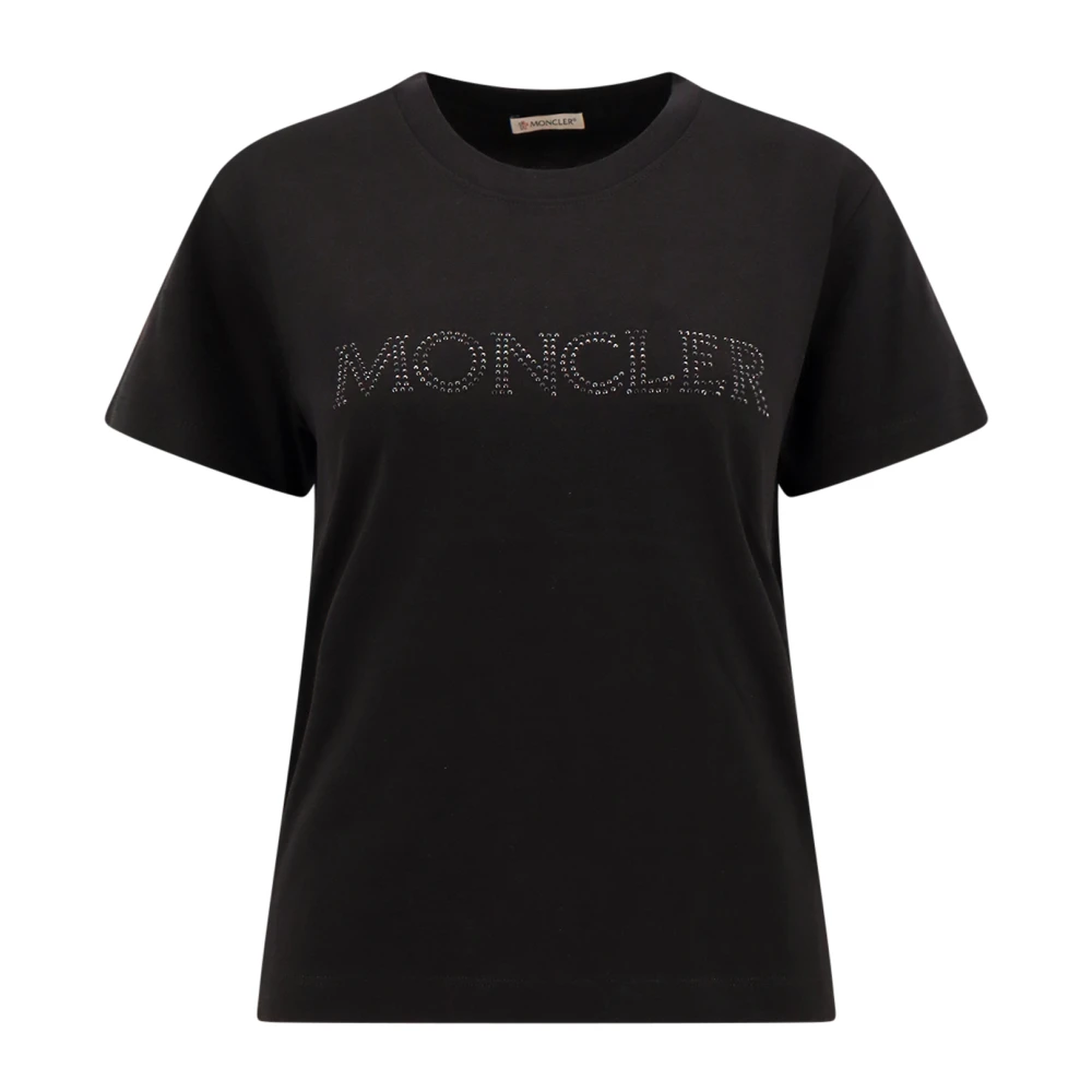 Moncler Logo Katoenen T-Shirt Black Dames