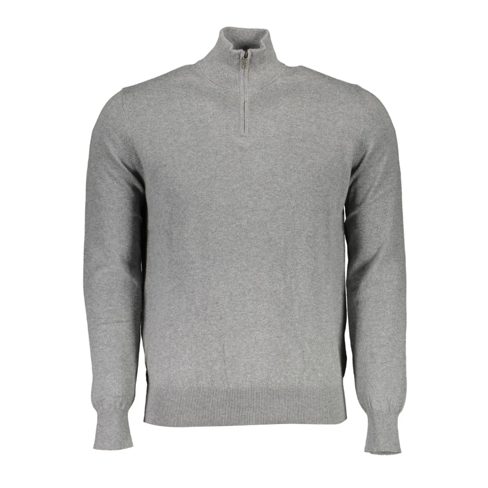 North Sails Gray Turtlenecks, Male, 2XL, Eco-Friendly Half-Zip Long Sleeve Jumper