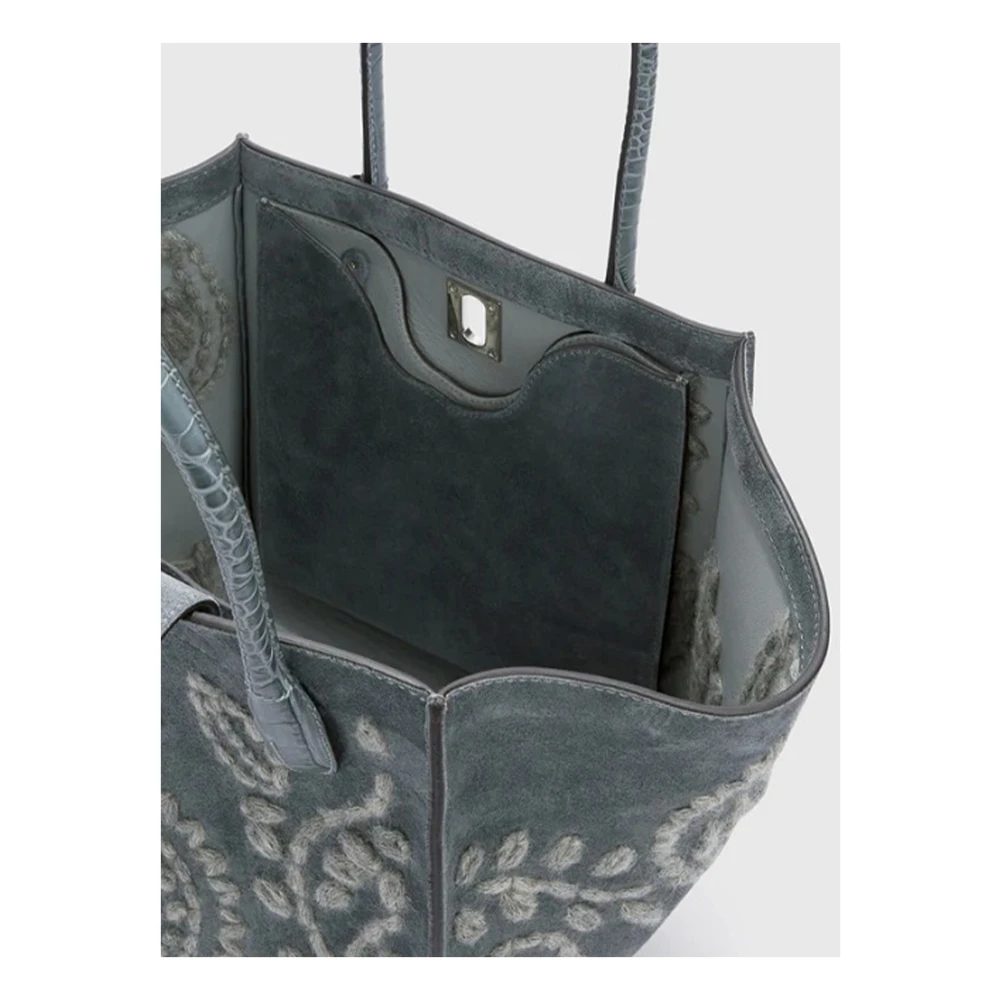 Ermanno Scervino Krokodillenprint Suède Maggie Tas Gray Dames