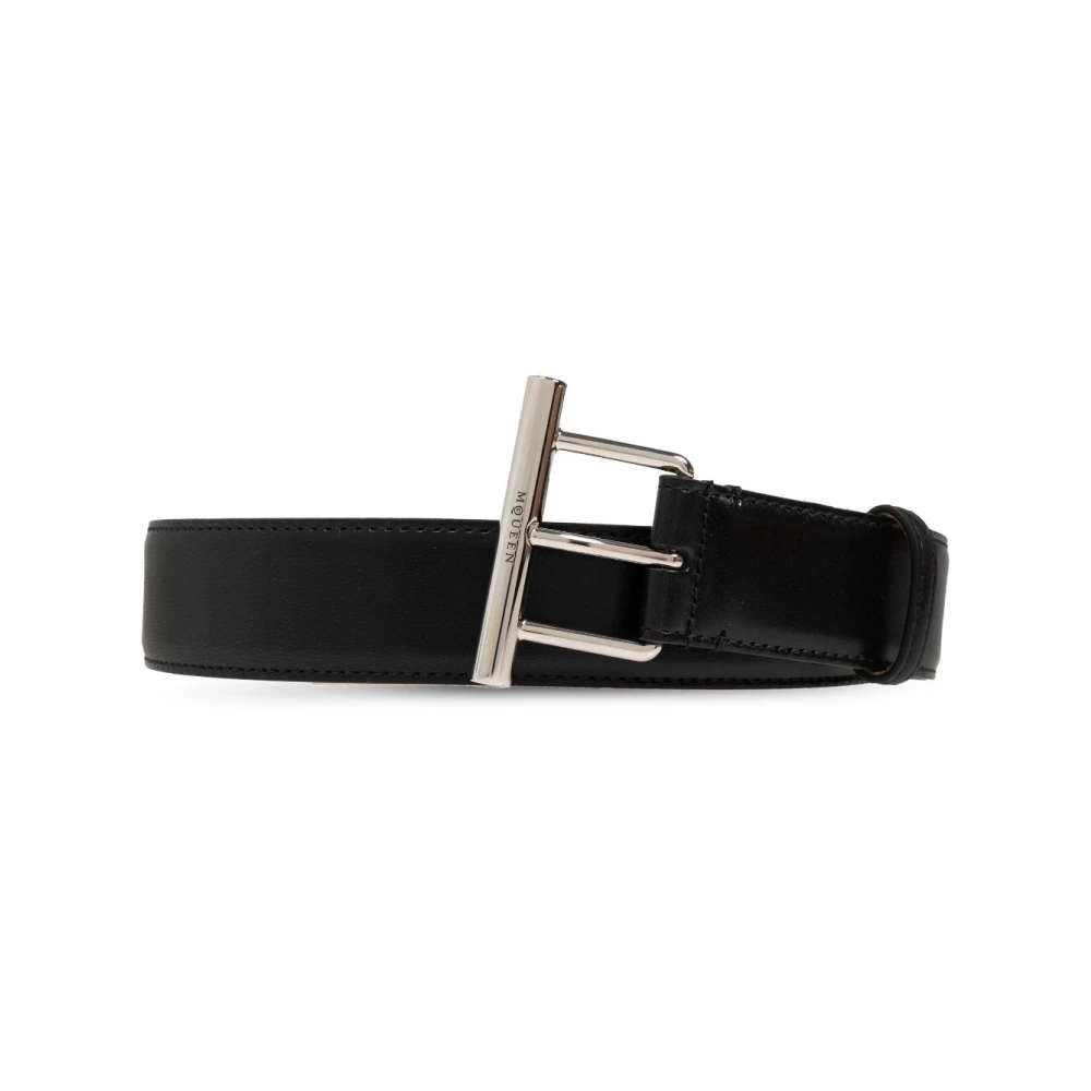 alexander mcqueen Stijlvolle herenriemen in zwart en zilver Black Heren