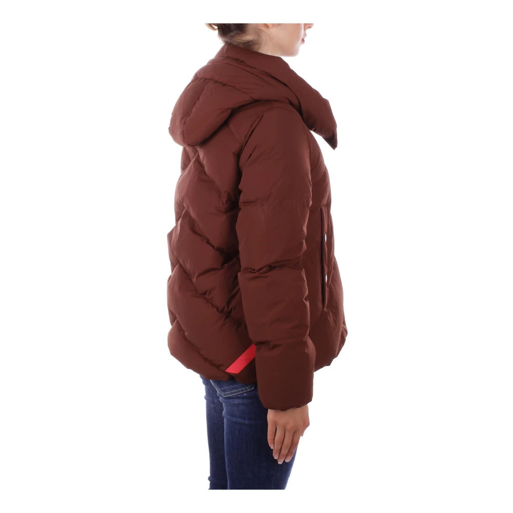 Afterlabel Hooded Jacket met zijlogo rits Brown Dames