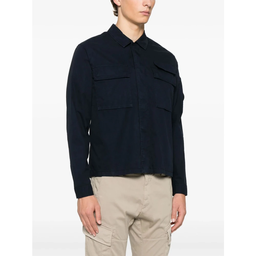 C.P. Company Navy Blauwe Shirt met Rits Blue Heren