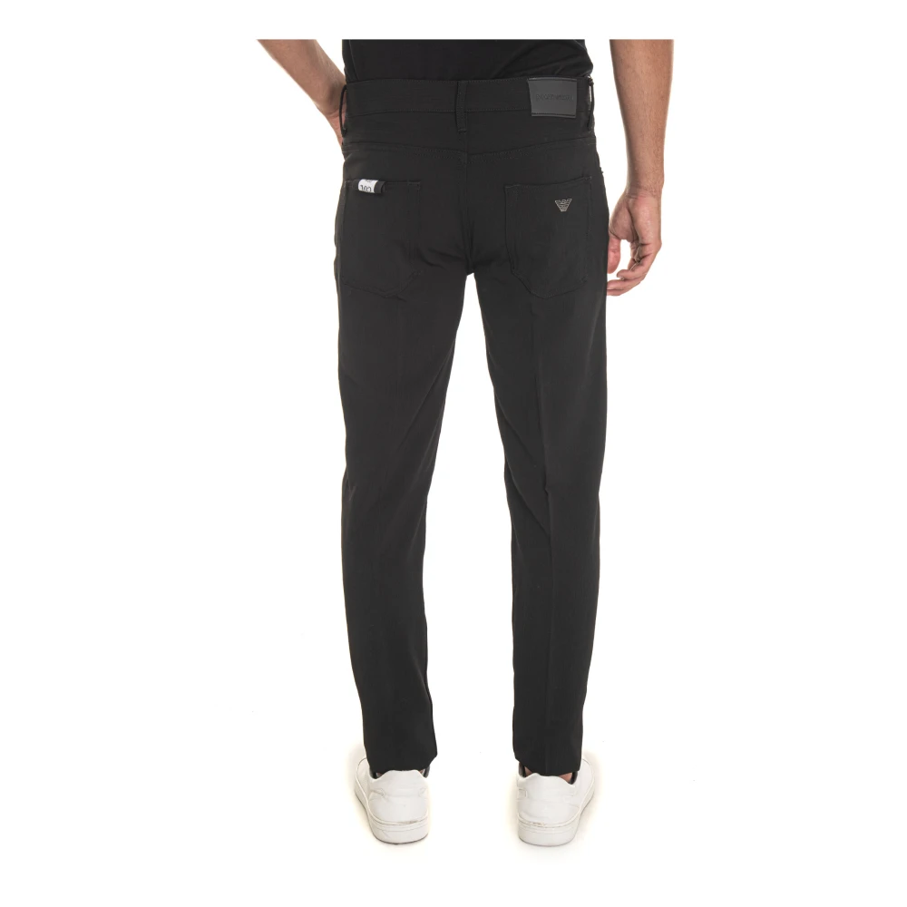 Emporio Armani Stretch 5-Pocket Broek met Eagle Logo Black Heren