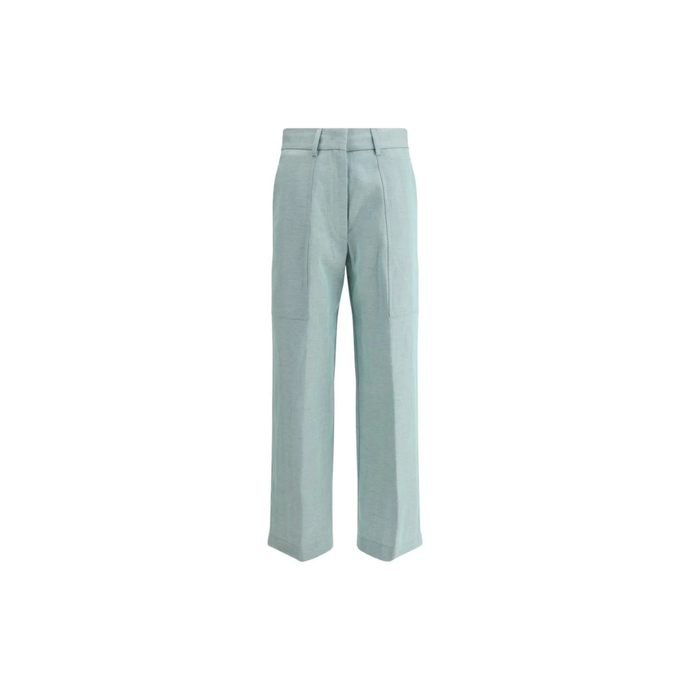 Forte Rechte Linnen Cargo Broek Green Dames