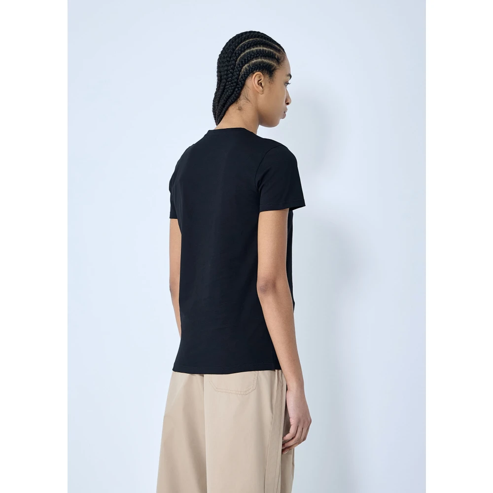 Moncler Katoenen Jersey Logo Motif T-Shirt Black Dames