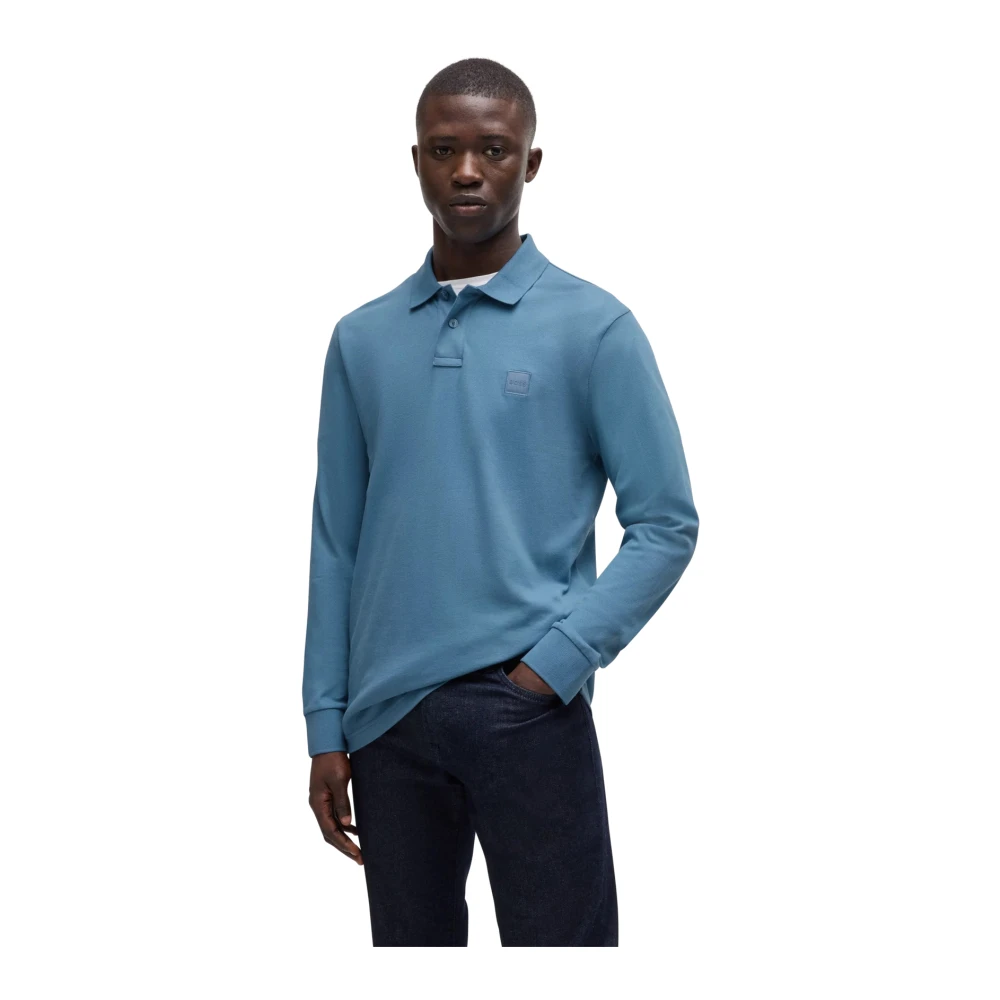Hugo Boss Blauwe polo met lange mouwen Blue Heren