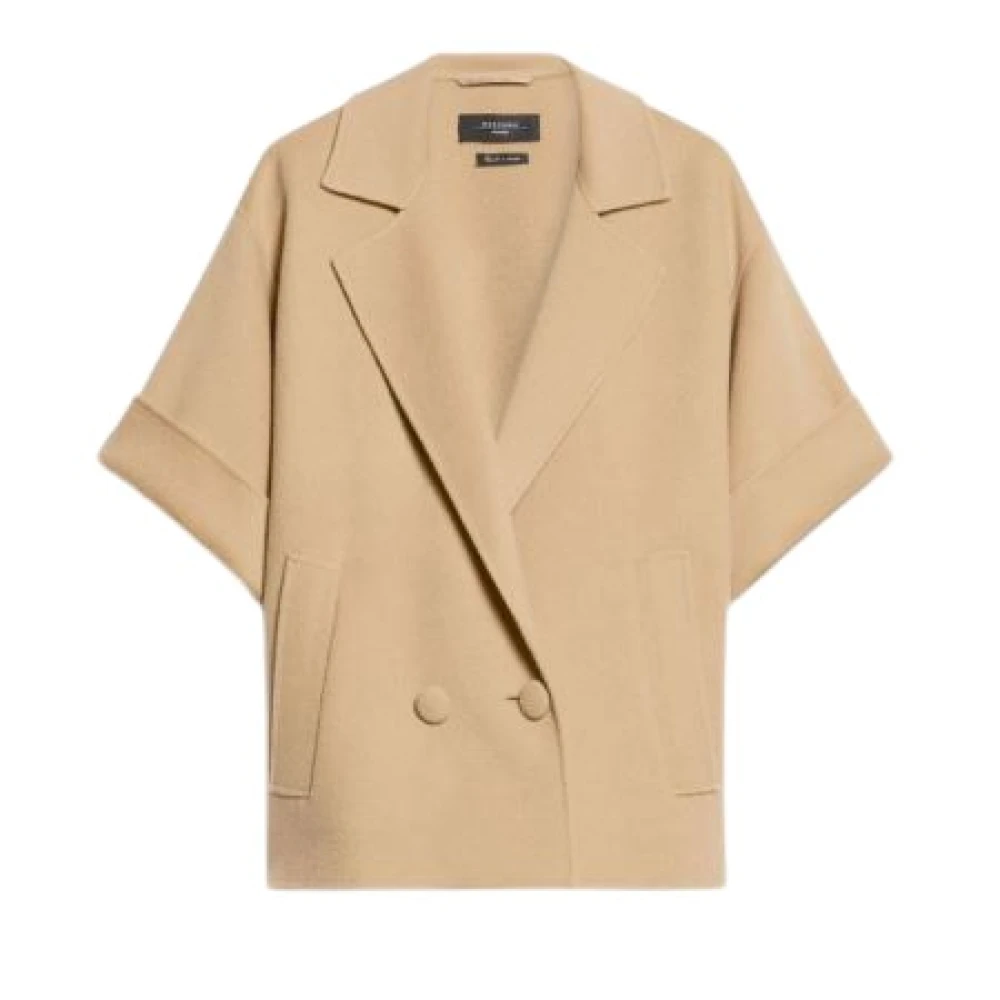 Max Mara Weekend Korte Kamelenwollen Jas Beige Dames