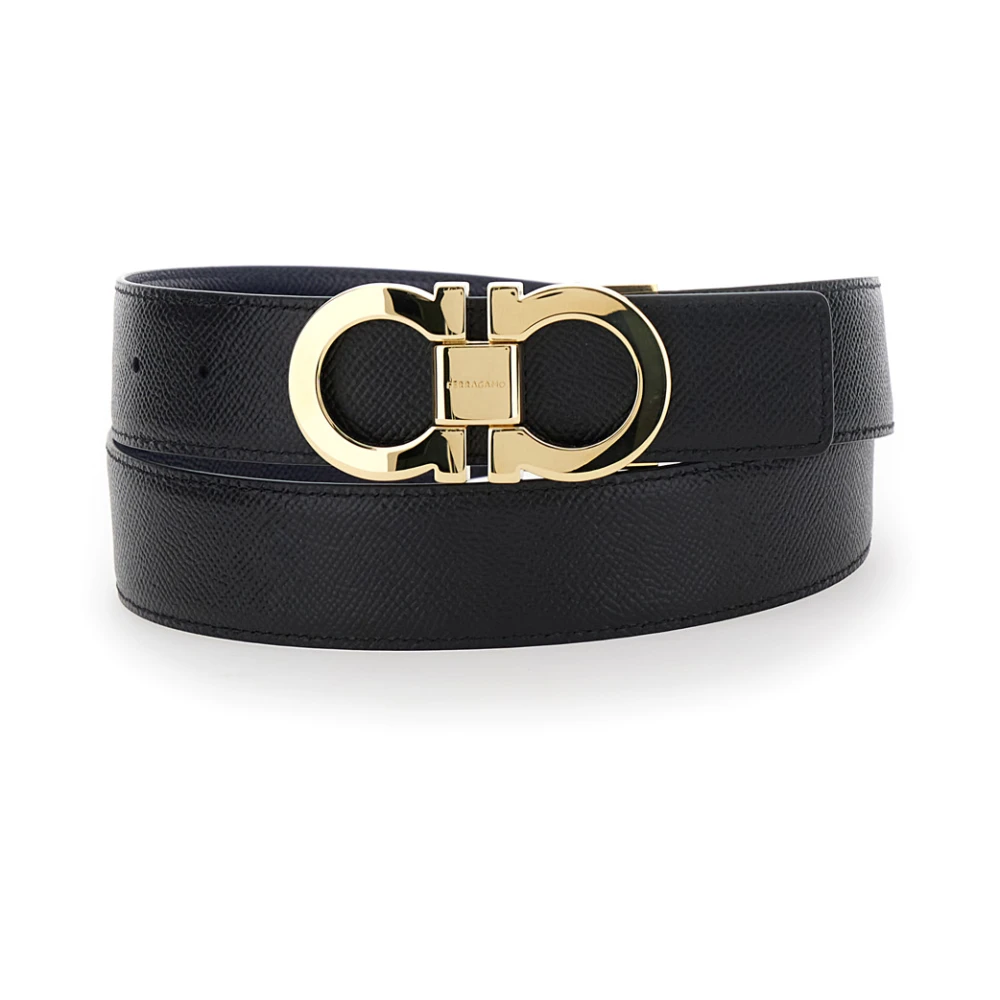 Salvatore Ferragamo Omkeerbare Leren Riem met Gancini Gesp Blue Heren