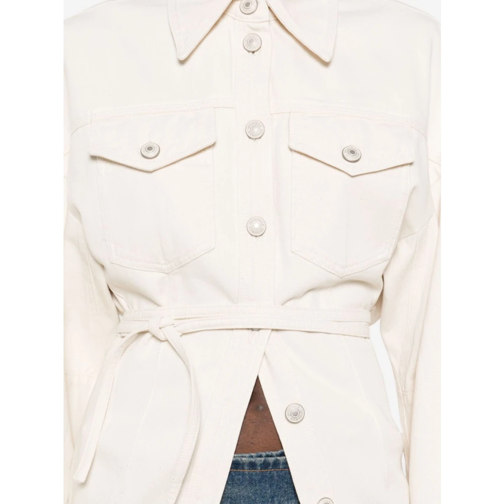 SPORTMAX Beige Geknoopte Jas met Dart Detailering Beige Dames