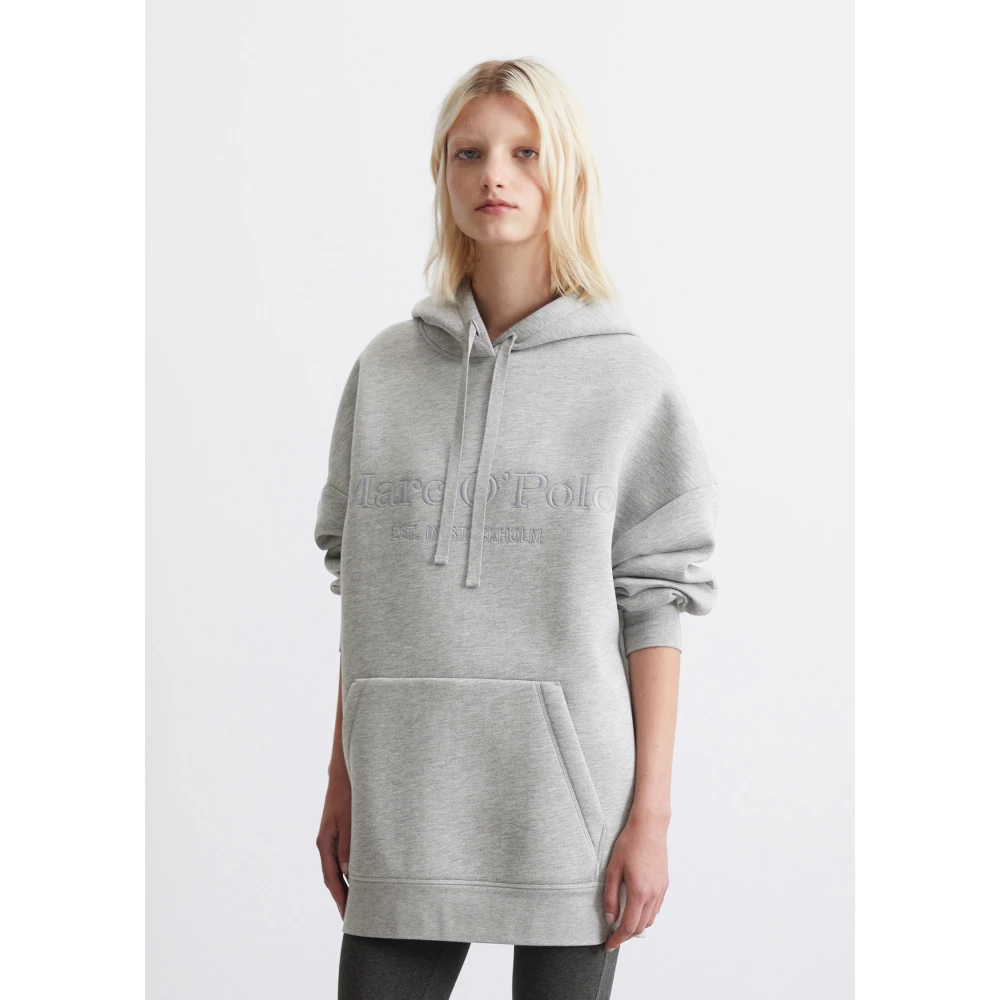 Marc O'Polo Scuba logo hoodie relaxed Gray Dames