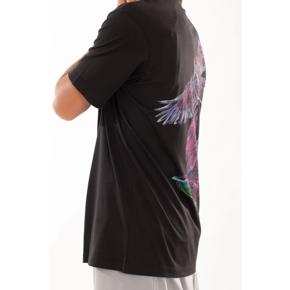 Y-3 Zwarte Grafische Korte Mouw Tee Black Heren
