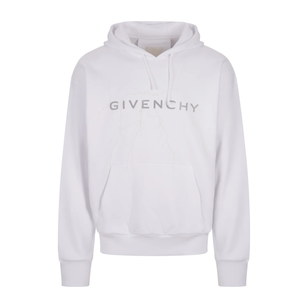 Givenchy Witte Logo Print Hoodie Sweater White Heren