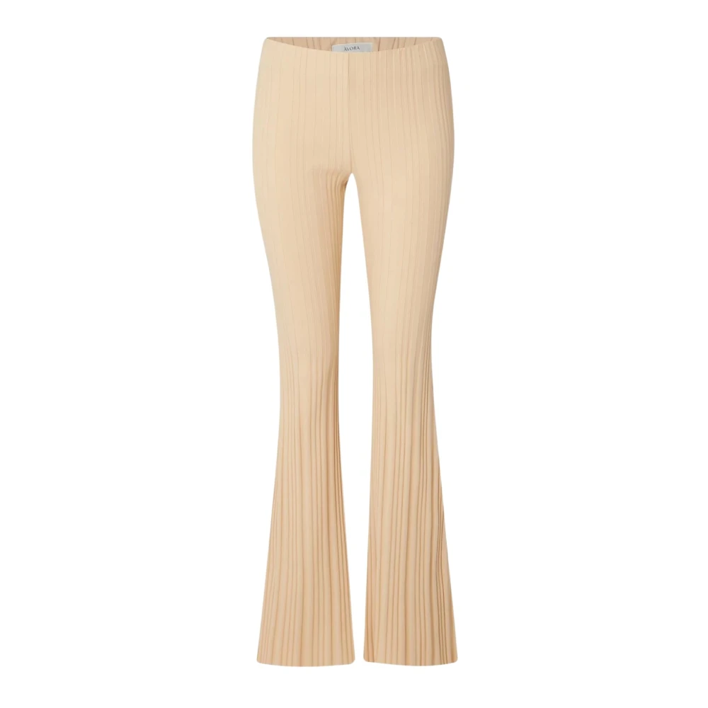 Varm Beige Lounge-wear Ribbestrikkede Bukser