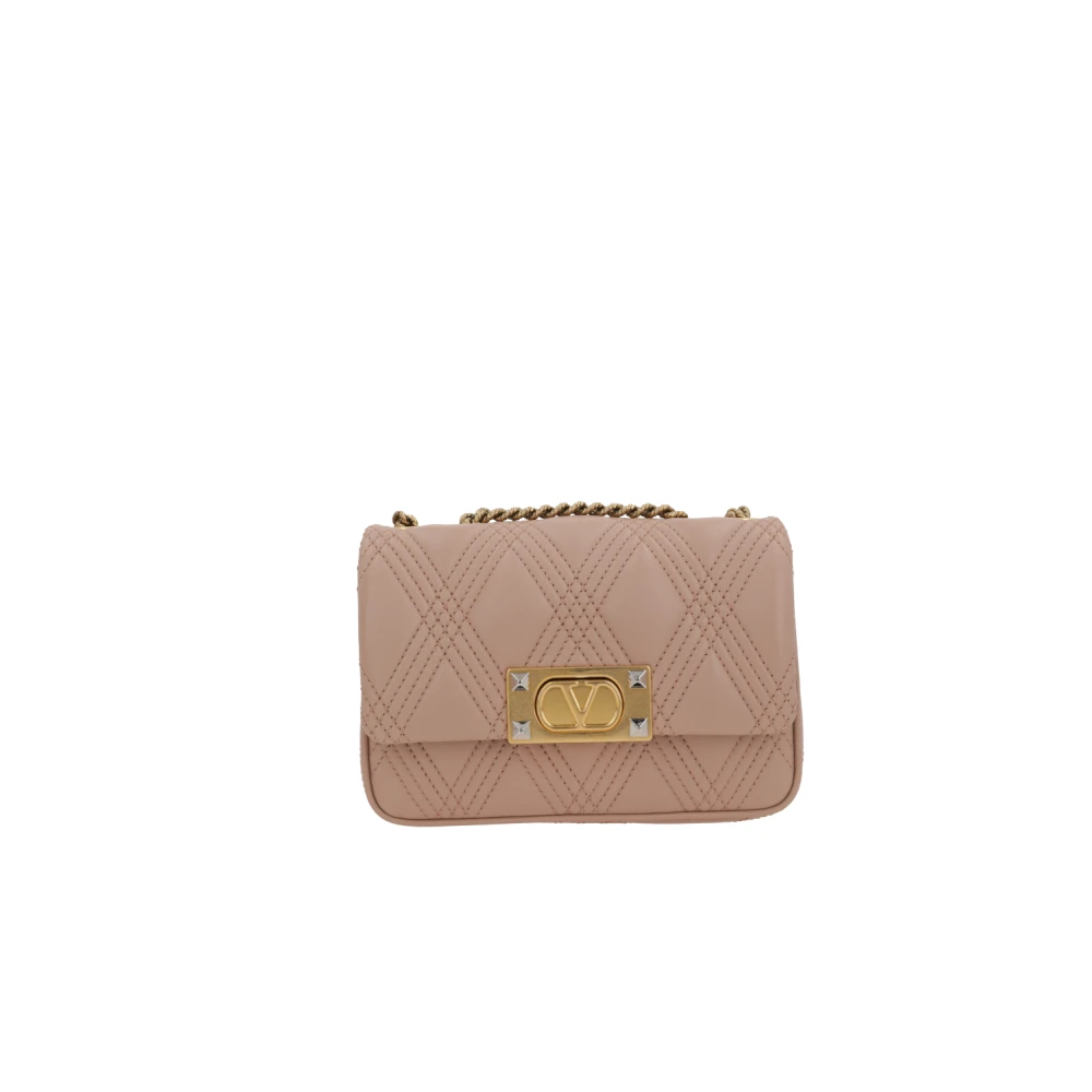 Valentino Garavani Gewatteerde schoudertas met VLogo-studs Beige Dames