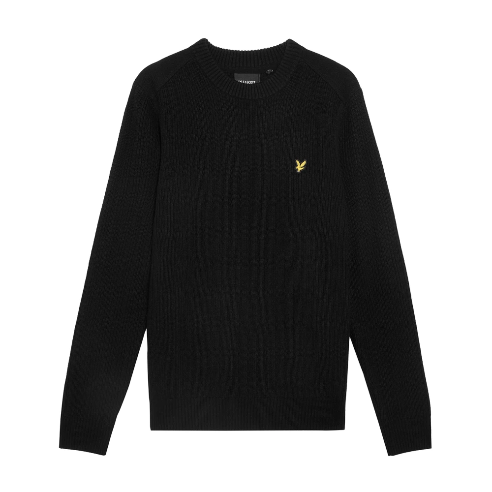 Lyle & Scott Mid Knits Ribbed Crew Neck Jumper Black Heren