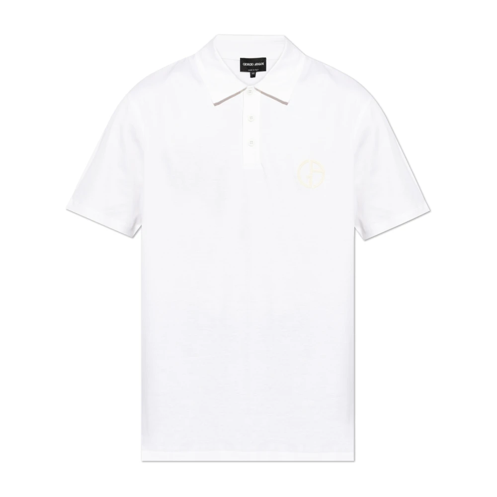 Giorgio Armani Polo met geborduurd logo White Heren