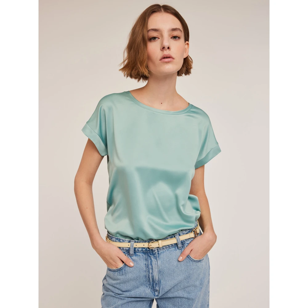 Motivi T-shirt gemaakt van twee verschillende materialen Green Dames