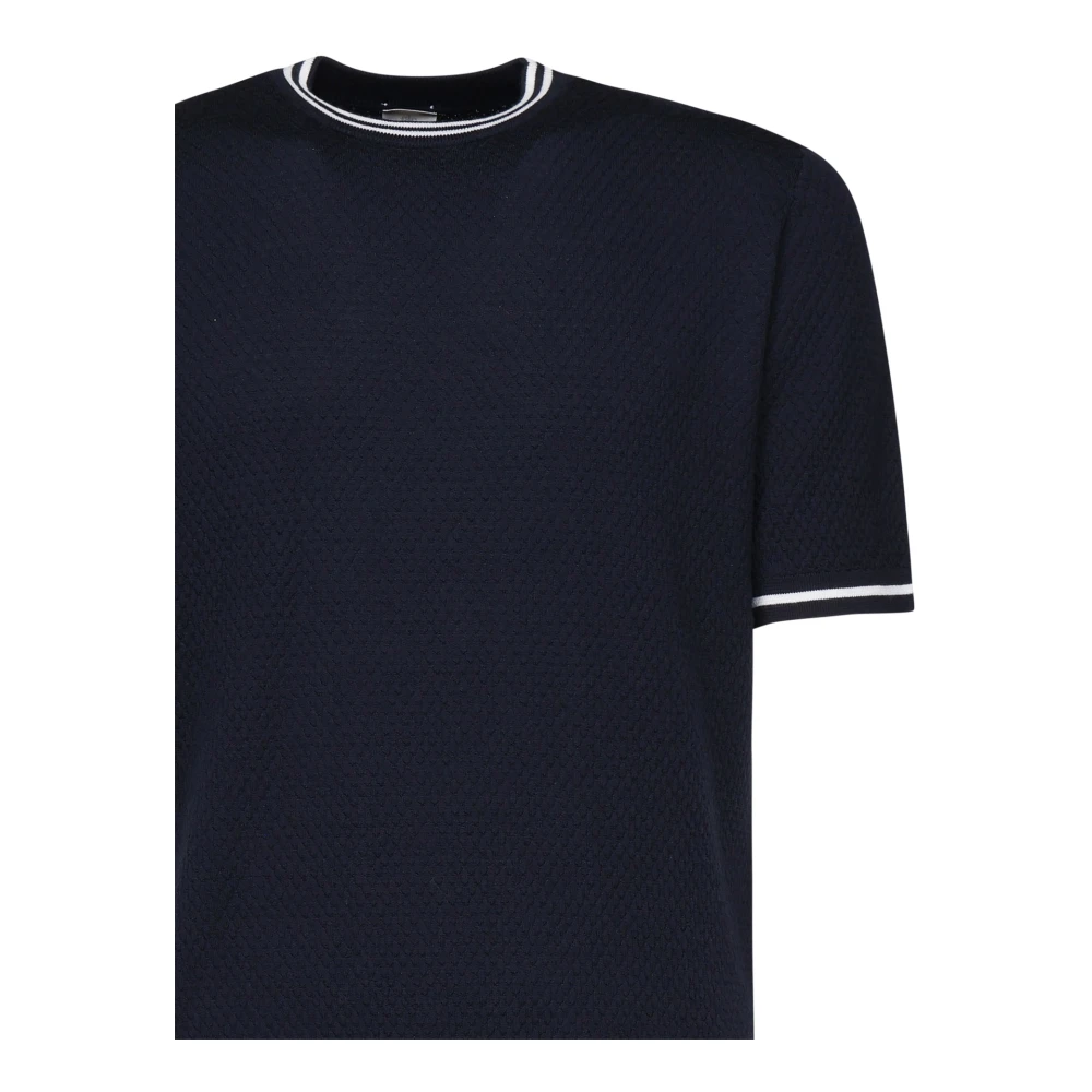 Eleventy Blauwe korte mouw cirkel hals trui Blue Heren