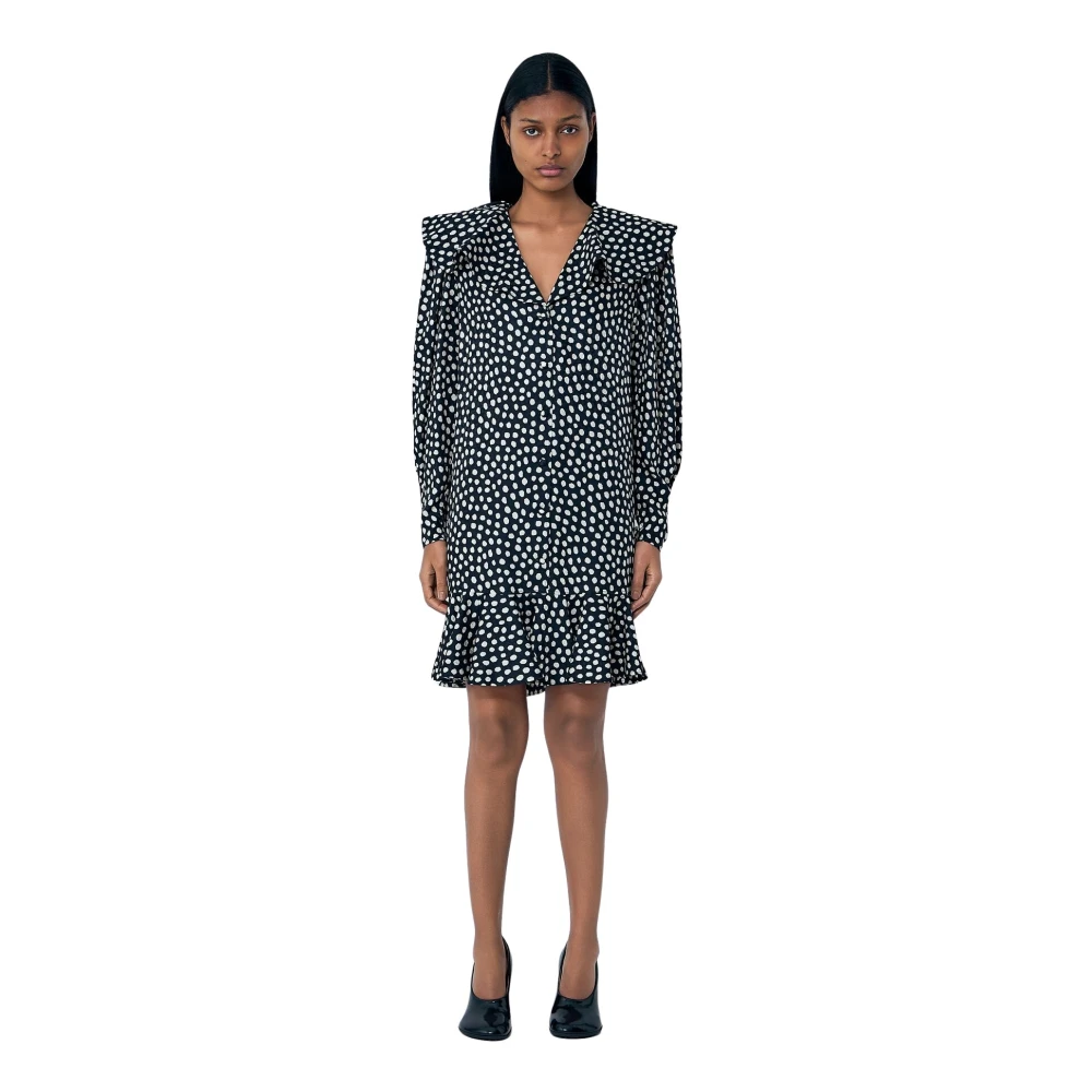 Chloé Women's Black Ruffled Polka-Dot Silk-Jacquard Mini Dress - Shirt Dresses - Xs - Dresses