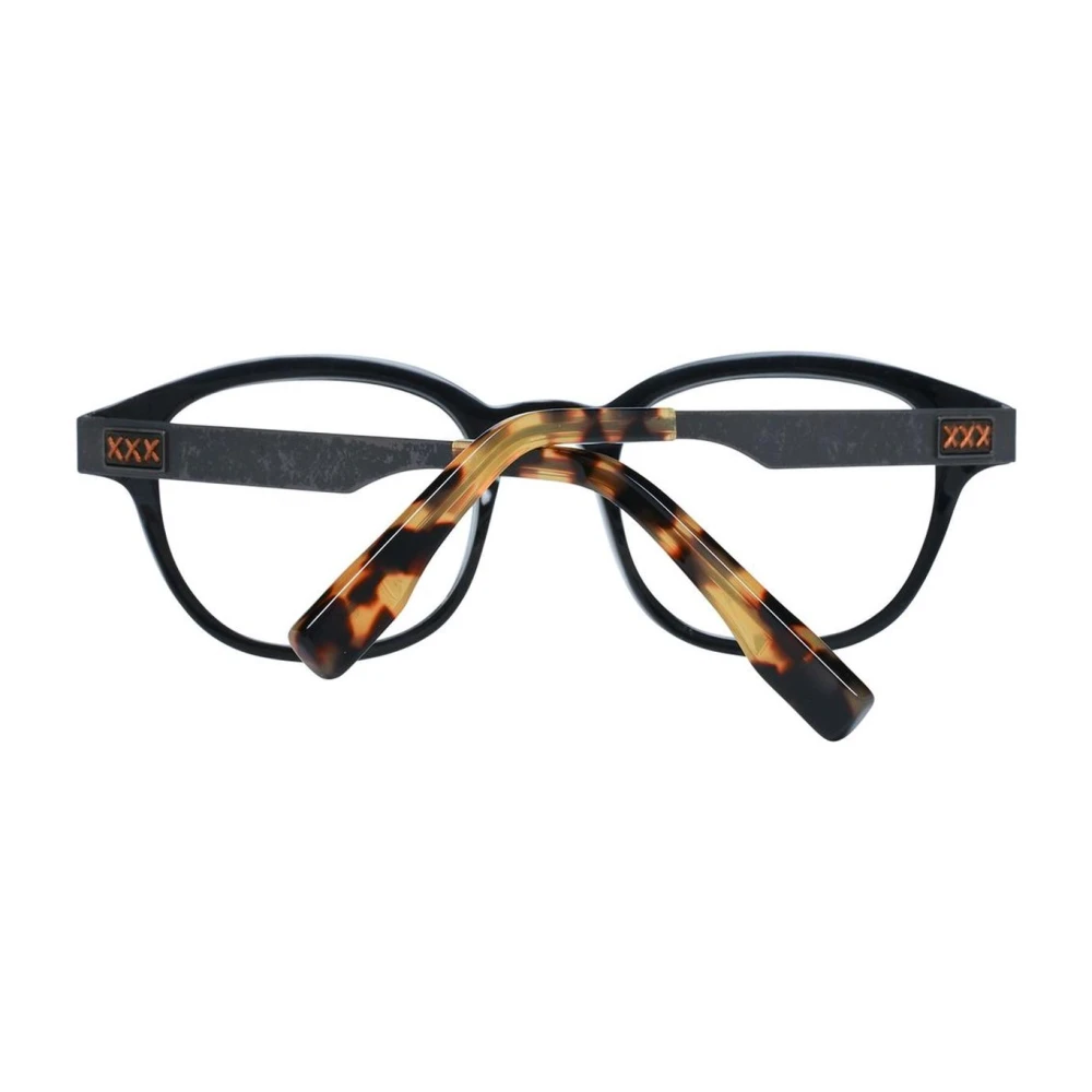 Ermenegildo Zegna Bruine Hoorn Ronde Optische Monturen Brown Heren