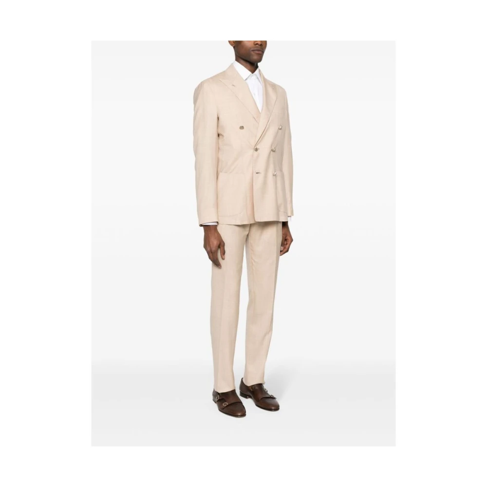 Gabo Napoli Geruit Blazer en Broek Set Beige Heren