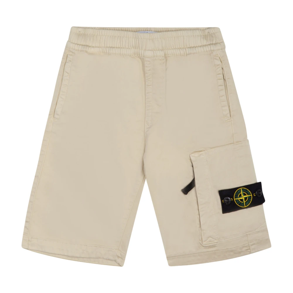 Stone Island Boys Beige Shorts,, Cargo Style Shorts With Pockets Size 12 Y
