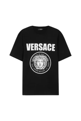 Svart Logo Print Crew Neck T-shirt