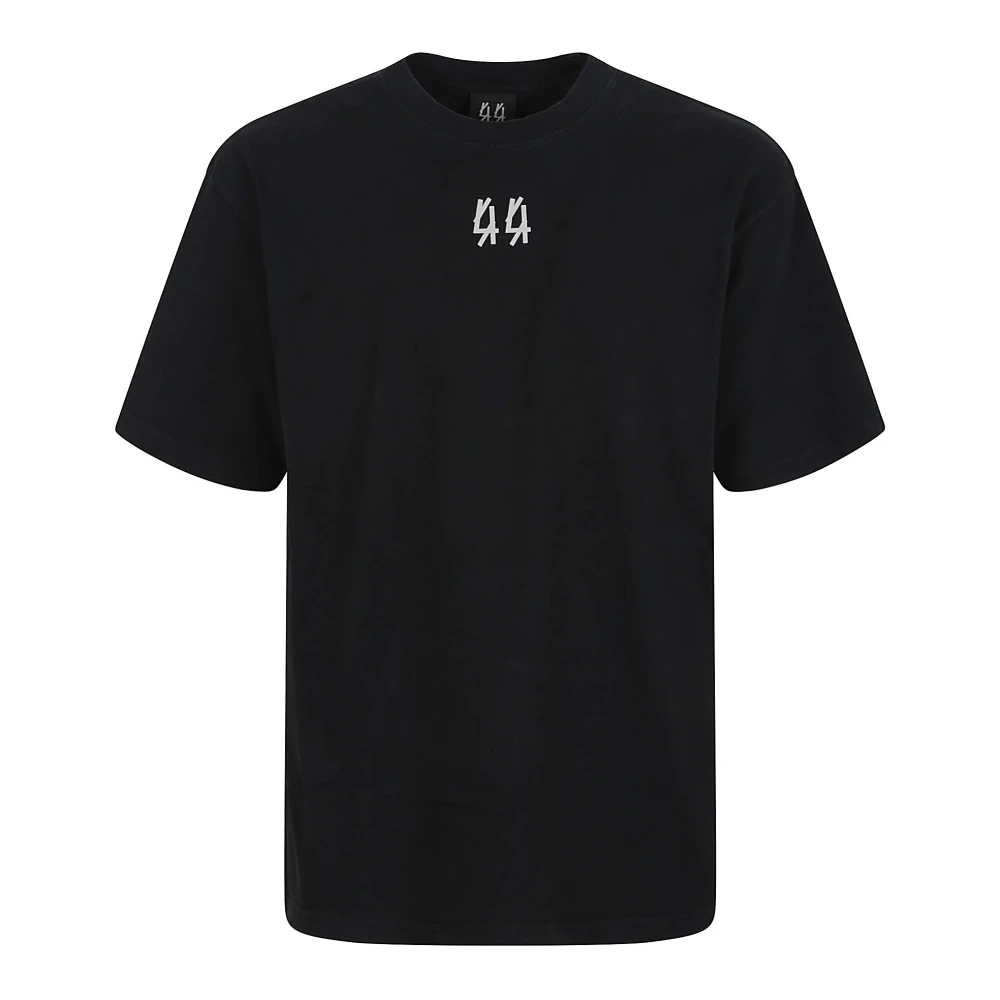 44 Label Group Zwart Crew Neck Logo Print T-Shirt Black Heren