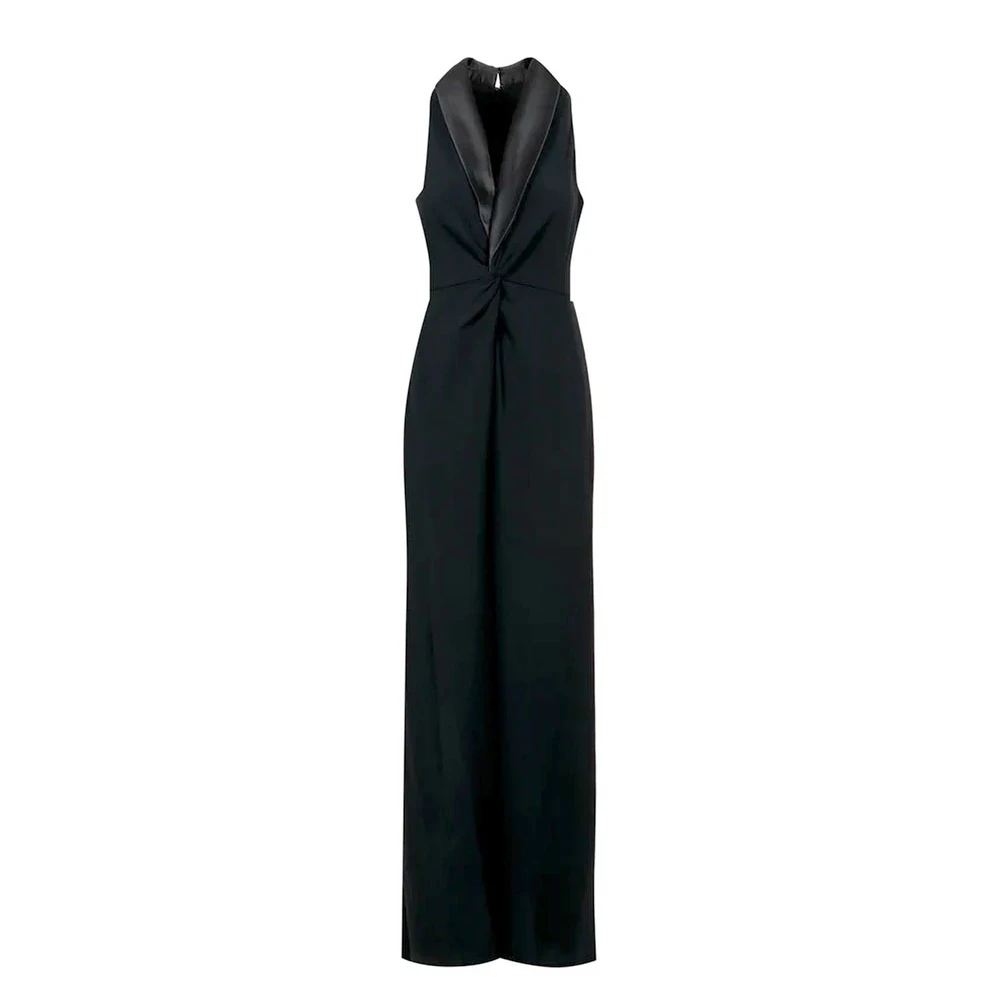 Ralph Lauren Mouwenloze jumpsuit met sjaalkraag Black Dames